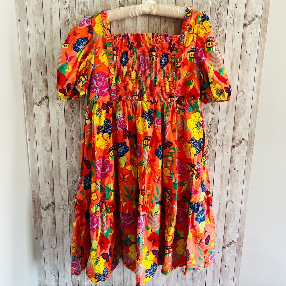 Disney Encanto Tiered Vibrant Floral Mini Dress New Medium - Picture 2 of 6